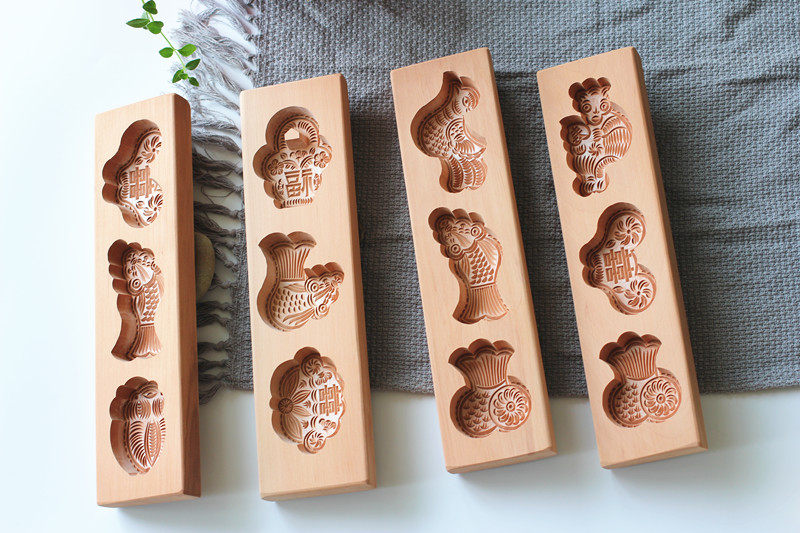 花瓣家收藏木质饽花模具面食山药绿豆糕儿童辅食冰皮月饼巧果模具