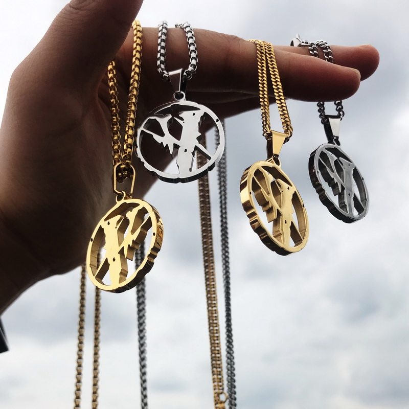 vlone藤原浩闪电联名项链男女潮牌轻奢小众款嘻哈hiphop百搭吊坠