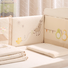 婴儿床围 纯棉可拆洗安全护栏婴儿床床帏八条装自由组合三件套件