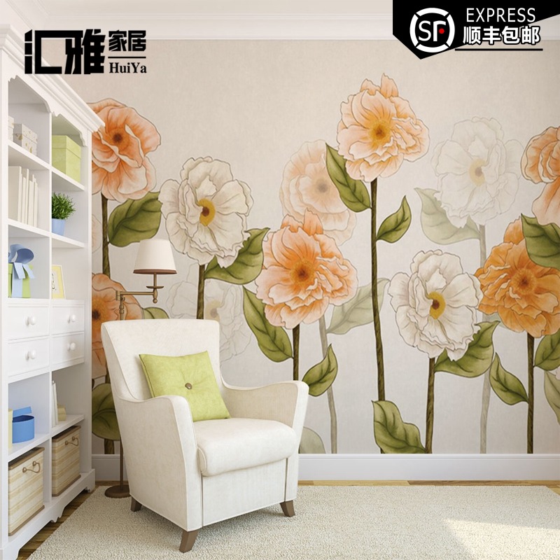 定制手绘北欧电视背景墙现代简约无缝壁纸壁画墙布花卉田园墙纸在类目 家装主材, 墙纸, 无纺布墙纸中 - 来自Buy2taobao.com提供专业的淘宝代购服务