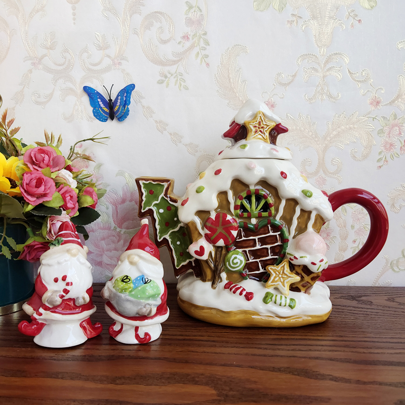Blue sky布鲁瓷新款圣诞陶瓷茶壶冰激凌造型水壶欧式家用泡茶壶