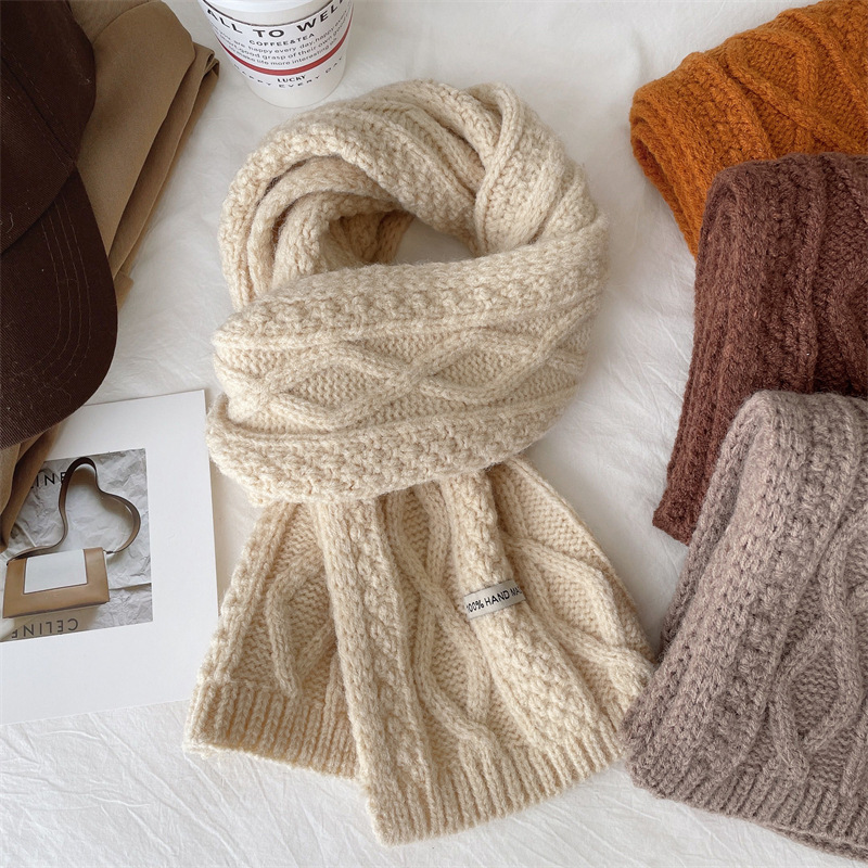 针织围巾女冬季粗毛线
