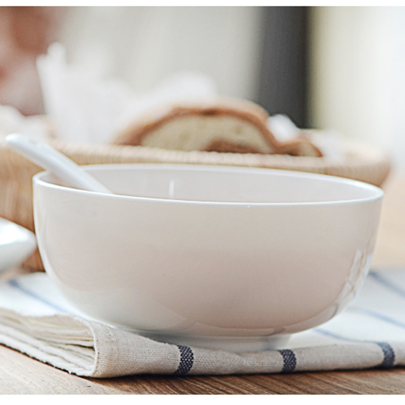 骨瓷纯白色餐具5英寸6英寸7英寸中式面碗家用饭碗汤碗圆形田园风