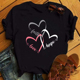 Love Heart Black T shirt 超火爱心LOVE印花情侣T恤夏黑色短袖衫