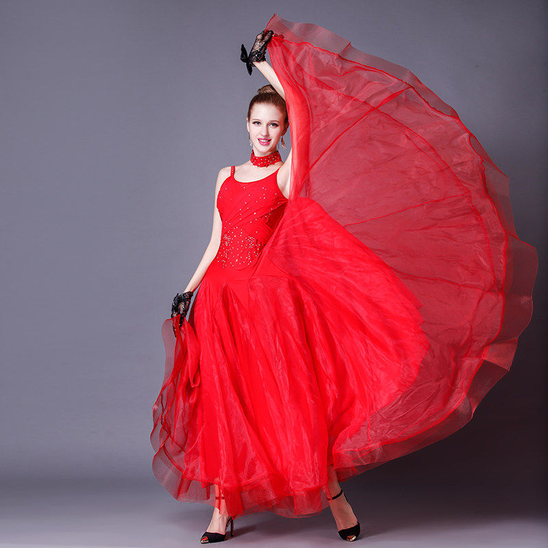 韵舞国标舞裙 摩登舞比赛裙720度大摆裙镶钻高端连衣裙交谊舞表演