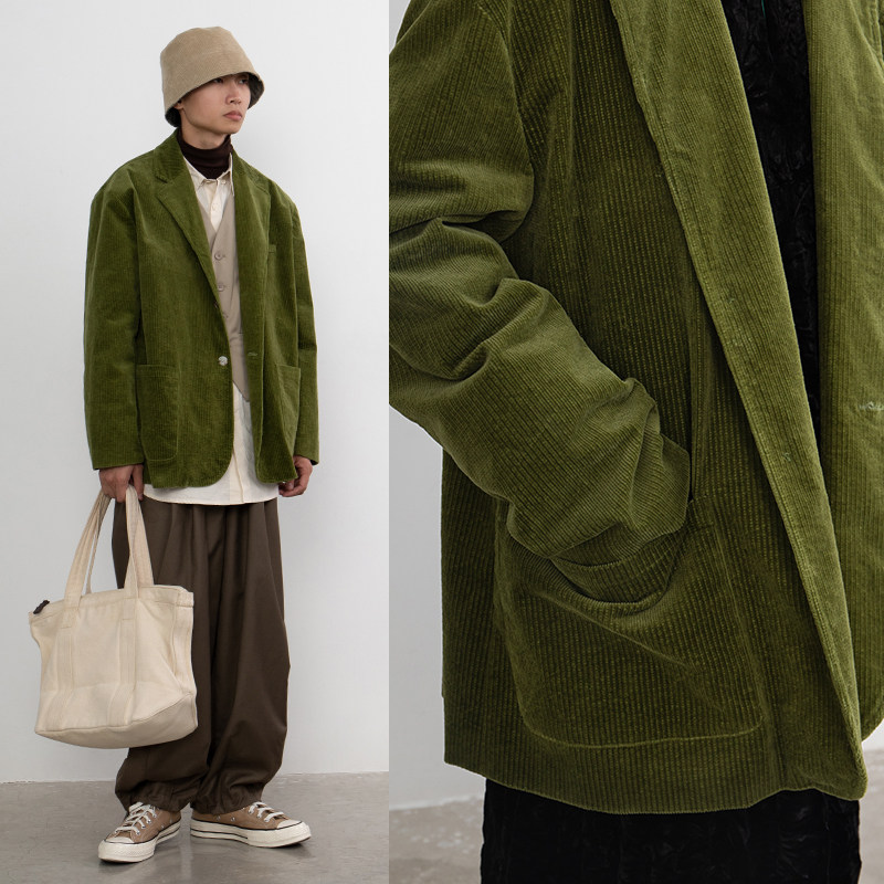 cryingcenter 鳄梨色洗水厚感灯芯绒复古西装外套 哭喊中心