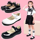 大童少女中学生黑色小皮鞋平底圆头浅口花童公主鞋配校服表演出鞋