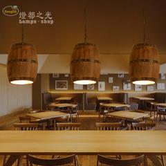 loft创意个性复古木桶酒桶灯吧台酒吧咖啡厅木艺美式吊灯