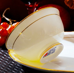 碗碟套装景德镇陶瓷58头骨瓷餐具套装纯白镶金-碗盘出口正品
