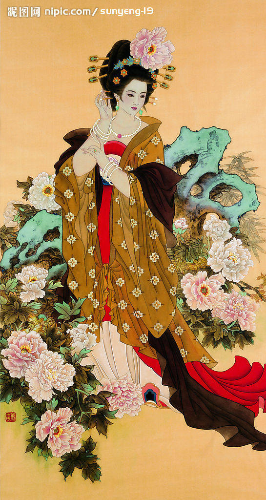 苏绣diy人物套件古典仕女贵妃牡丹40cm80cm苏绣