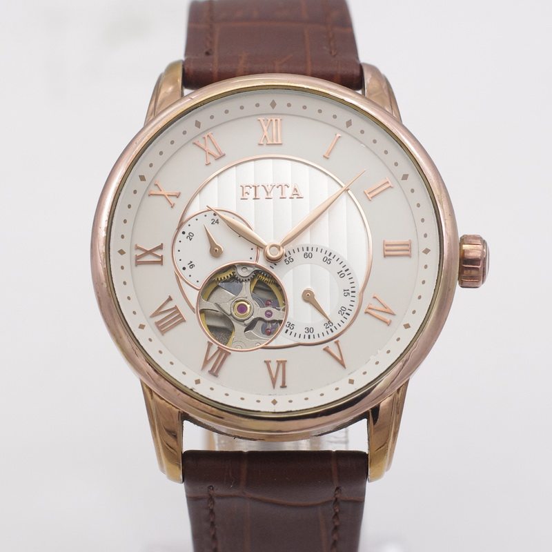 二手瑞士手表_二手专柜原装正品飞亚达fiyta玫瑰金大表盘全自动机械男