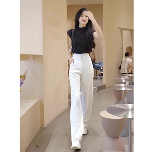 香港高端女装2024年新款夏季时尚气质时髦港风阔腿裤职业两件套装