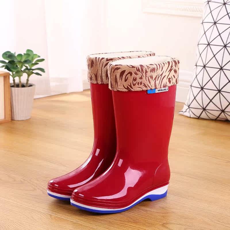 2019新款高筒雨鞋女士时尚韩版加绒套鞋雨靴防滑橡胶鞋水鞋秋冬中