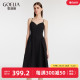 歌莉娅吊带连衣裙女夏季新款气质性感法式小黑裙礼服裙1C4C4K470