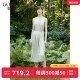 歌莉娅桑蚕丝珍珠绉连衣裙女2024夏季新款纯色无袖裙子1C5L4K710