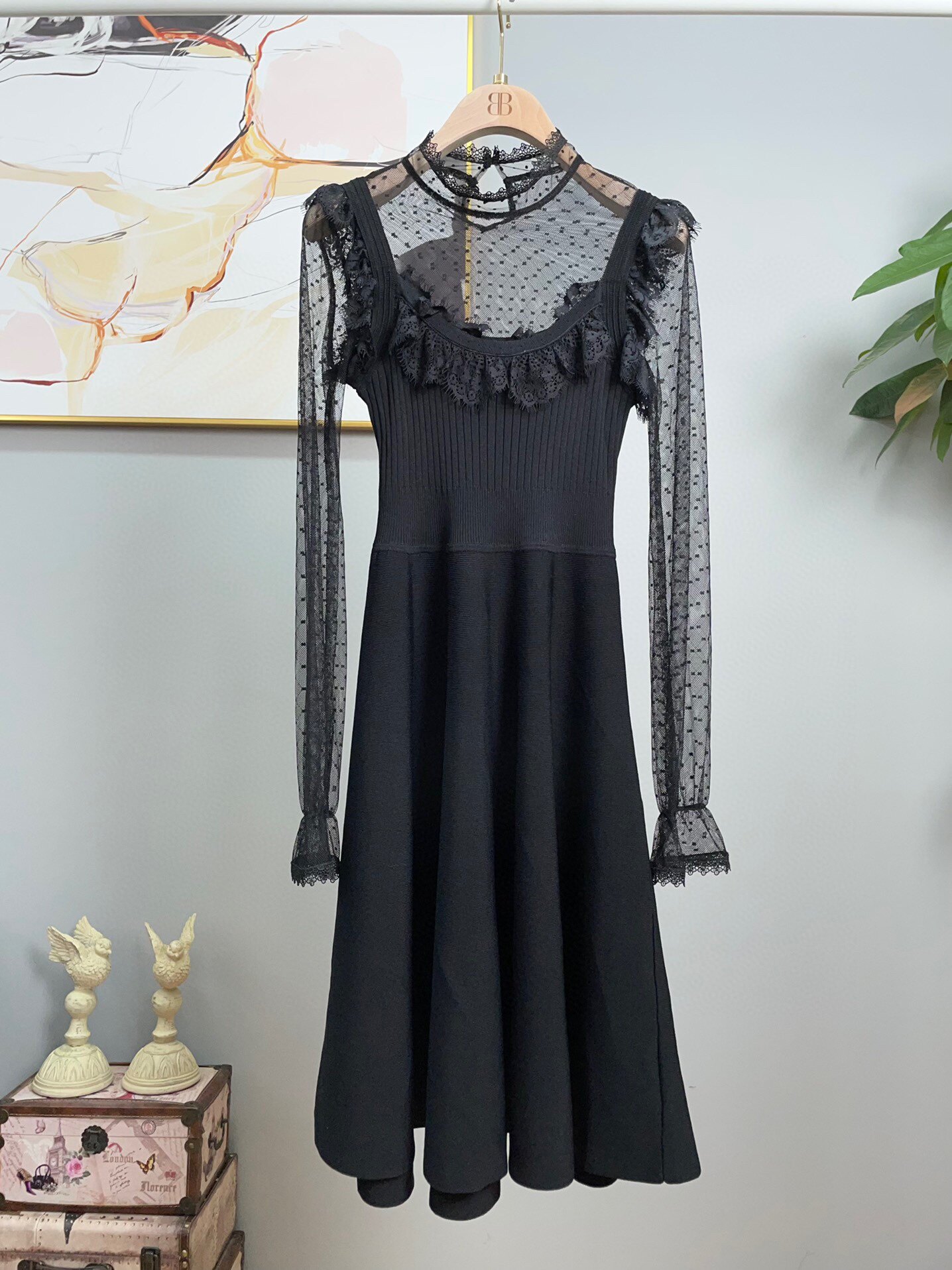 映氏ins女装专柜国内代购2019秋4193171403赫本高定限量连衣裙