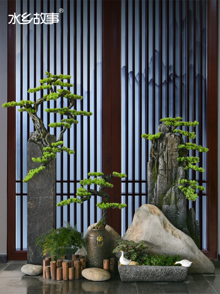假山造景摆件入户花园装饰庭院阳台新中式创意布置旱景园林景观