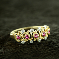 西洋古董首饰18k黄金3.5克拉车矢菊蓝宝石古典