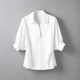 「5A免烫」高端桑蚕丝上衣短袖法式白色衬衫女收腰夏季薄2024新款