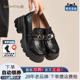 蜘蛛王女鞋官方旗舰店正品2025夏季新款乐福鞋真皮柔软增高粗跟