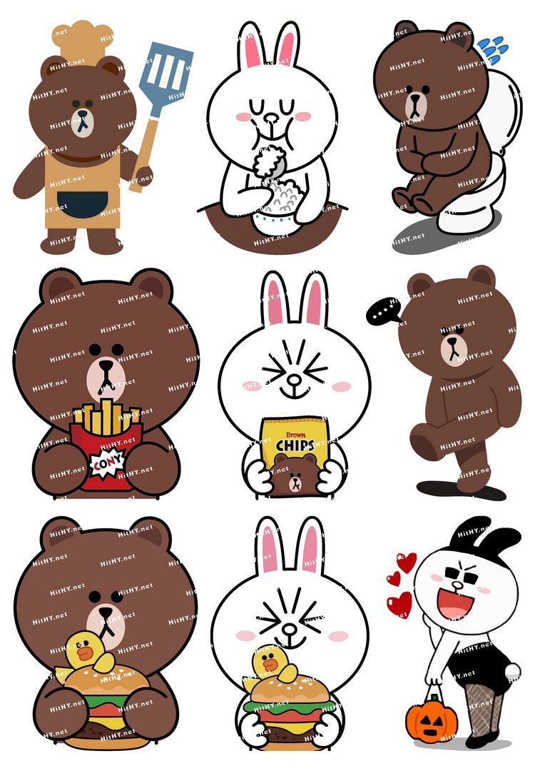 包邮 小号f0242-20 布朗熊和可妮兔卡通动漫笔记本旅行拉杆箱贴纸防水