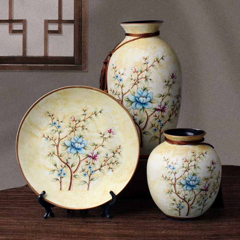中式花瓶陶瓷摆件客厅插花器创意时尚干花小清新茶几美式餐桌装饰
