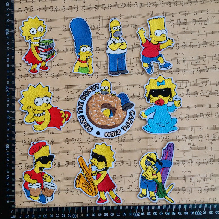 辛普森一家卡通Simpsons绣花衣服补丁贴布贴刺绣臂章修补辅料徽章