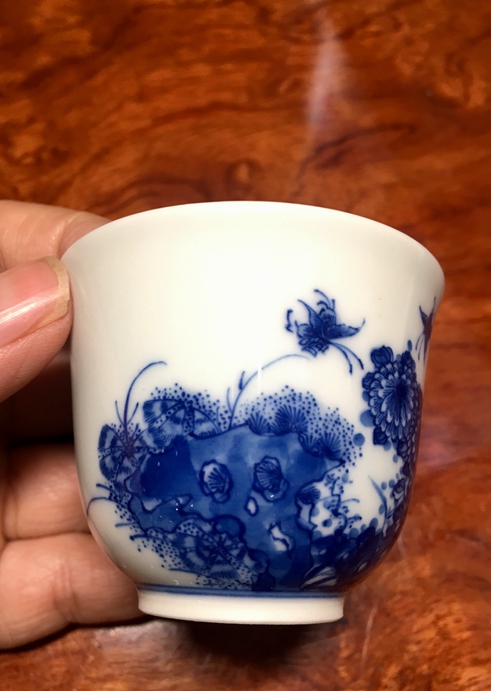 小雅青花 蝶恋花 茶杯 小雅 阮定荣景德镇手绘青花瓷 茶器茶具
