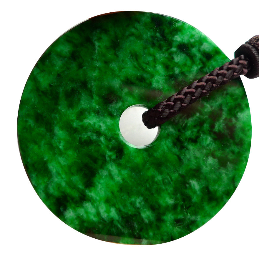 缅甸a货翡翠 冰糯种满色辣阳绿飘花平安扣怀古吊坠 24.84g