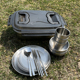 304不锈钢户外餐具套装露营野餐厨具烧烤用具便携碗筷盘碟杯子勺