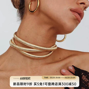 AHCHOOacc 复古项链女高级感中古vintage欧美夸张小众锁骨链