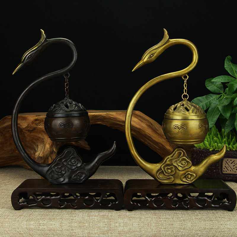纯铜仙鹤挂式吊香炉家用熏香炉摆件檀香炉盘香炉茶道瑜伽创意仿古