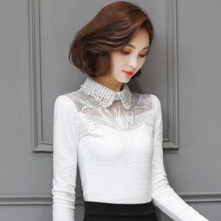 蕾丝打底衫女长袖2018新款大码