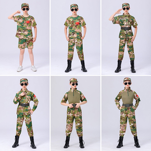 新款高货儿童迷彩服套装秋冬男童新式军训体能学生小孩夏季幼儿园
