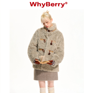 WhyBerry 22AW“暖冬舒芙蕾”皮草外套复古牛角扣羊羔毛皮毛一体