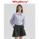 WhyBerry 23AW“光的纹路”撞色百搭条纹衬衫长袖女短款衬衣休闲