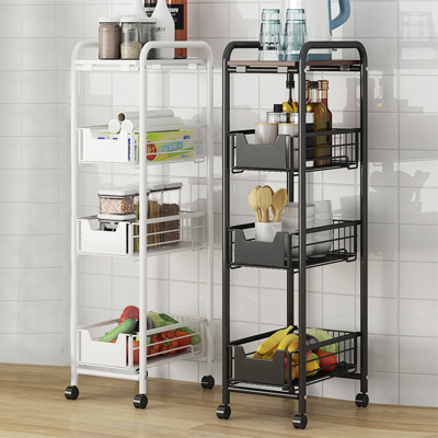 厨房置物架落地多层移动带轮推车储物架客厅夹缝冰箱缝隙收纳架子