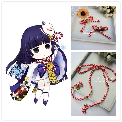 二次元发饰阴阳师cos动漫配饰古风飘带头绳汉服发带 萌妹铃铛发夹