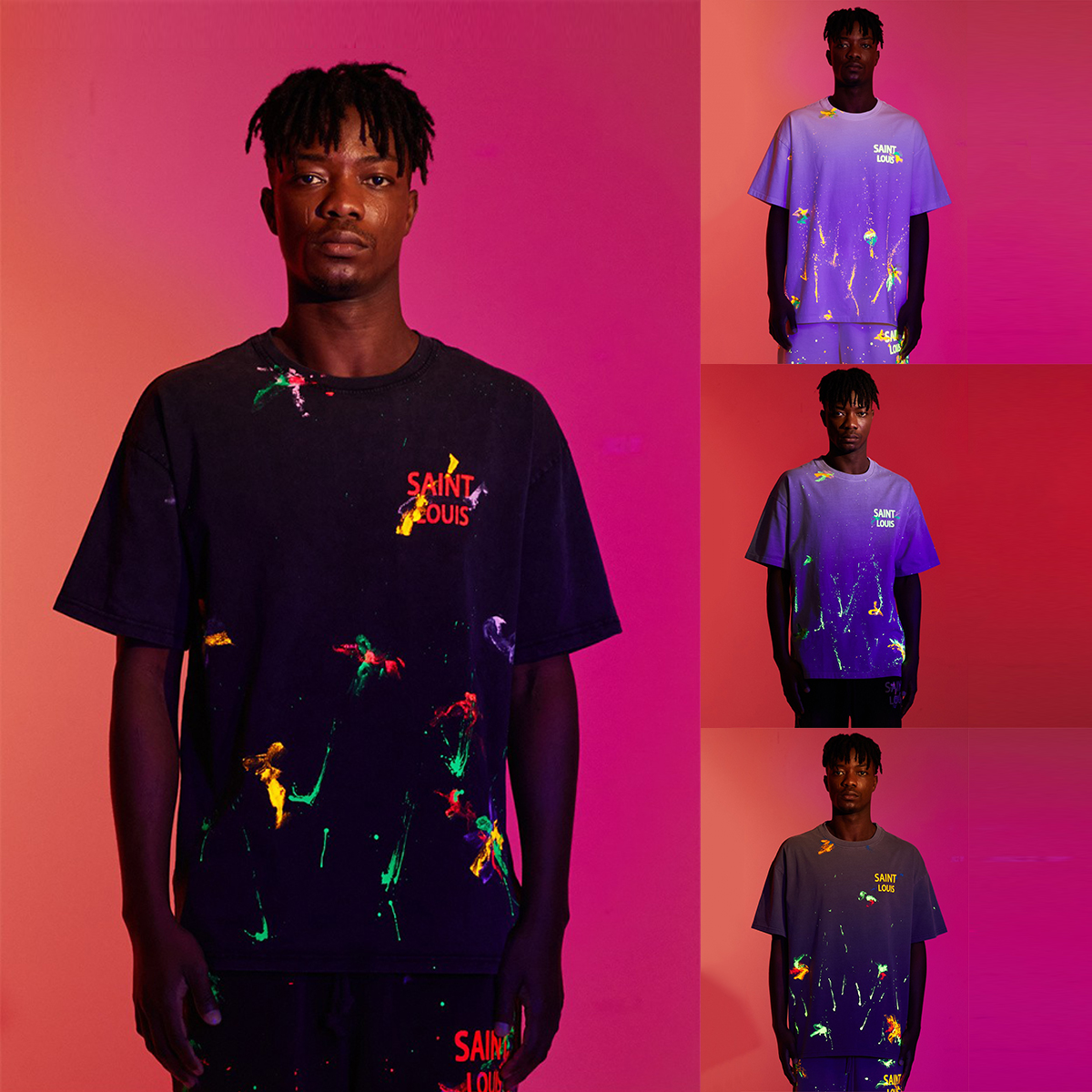 【檀健次同款】sssaint louis "magic neon "荧光泼墨短袖t恤