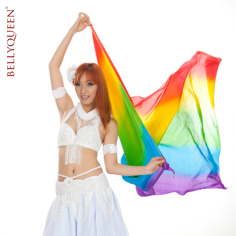 Градиент цветовой градиент живот танцевальный малейский шарф танец живот танец живот радуга 100%настоящий шелковый шарф бесплатная доставка