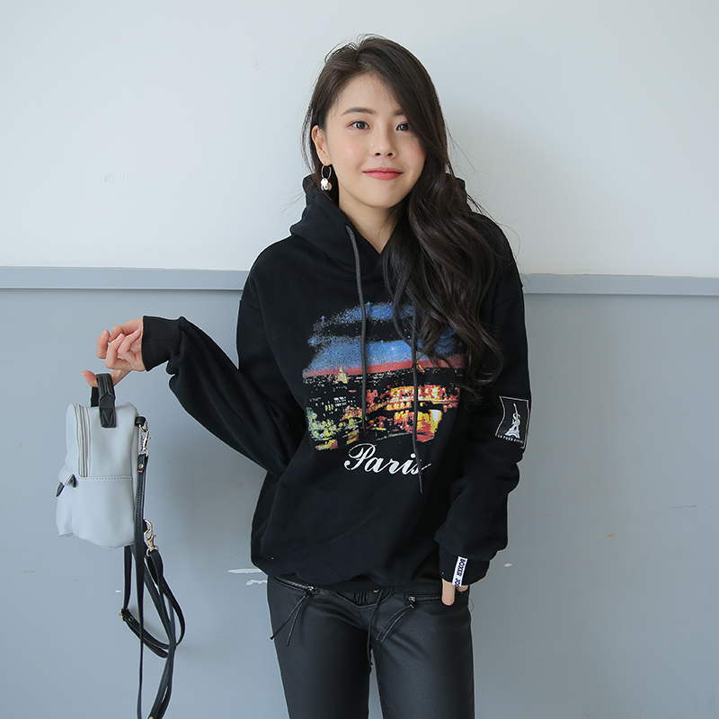 2017秋装新款bf潮牌韩版宽松连帽套头ulzzang加绒加厚学生卫衣女
