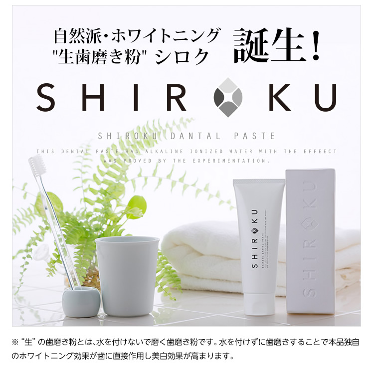 日本 SHIRKU SHIROKU 鲜生牙膏 美*白洁齿防口臭免沾水 100g