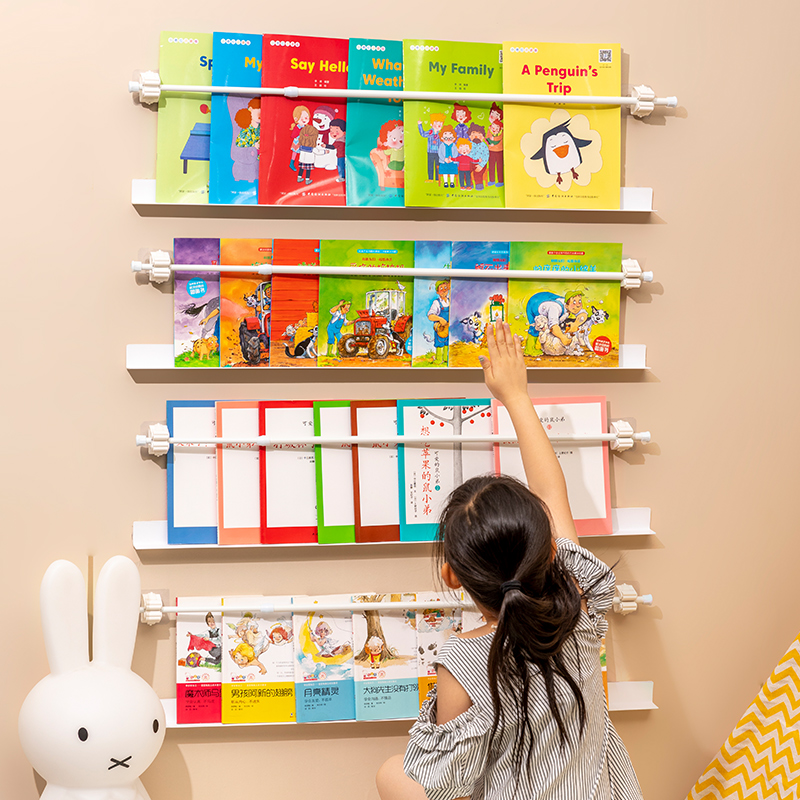 儿童墙壁书架家用墙上置物架门后简易宝宝书架薄款壁挂绘本免打孔
