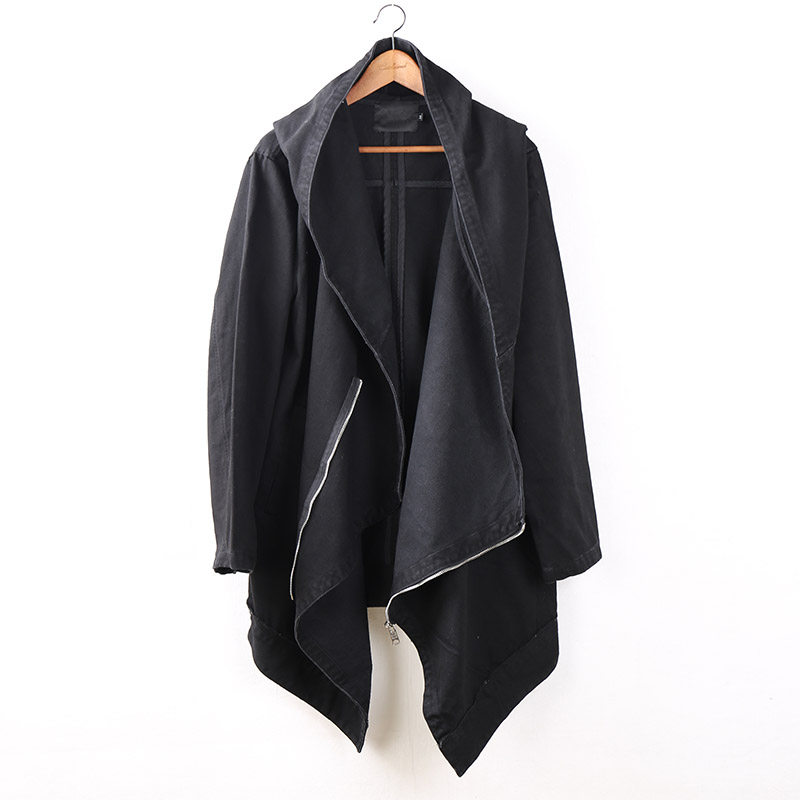 中长款外套男士秋冬季暗黑开衫特大帽子ro山本耀司披风衣斗篷潮牌