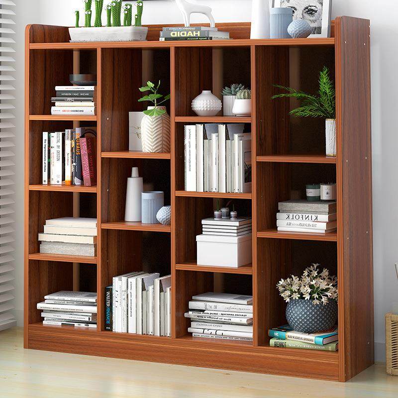 超大容量落地木制板式书柜书房卧室多功能格子柜多层书架jd534