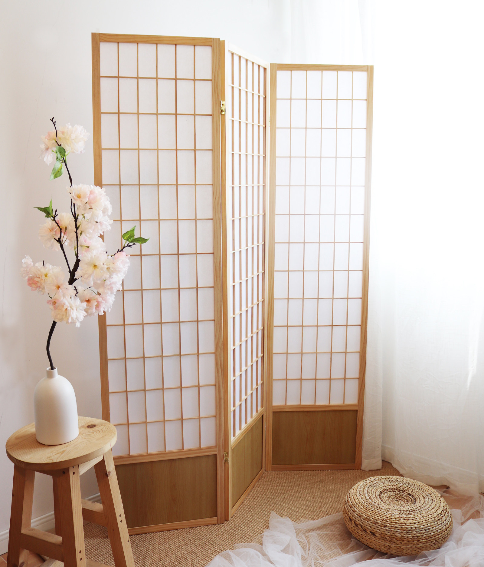 日式隔断_日式和风简洁移动实木折叠2米高屏风隔断服装店办公室摄影棚