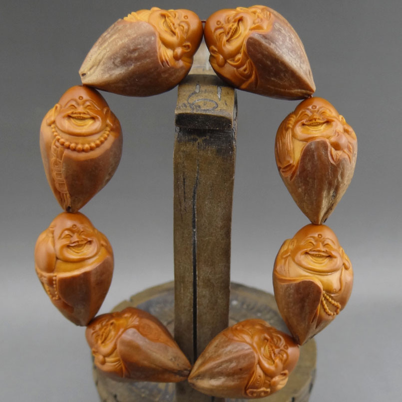 核雕大师周义清《包衣弥勒》紫皮6年老核,大核2.1,绝版