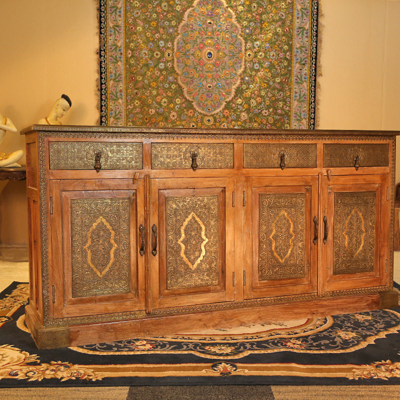 长183高90厚45cm印度花梨木家具进口镶铜木雕摆件古典家具q2 - 拍卖