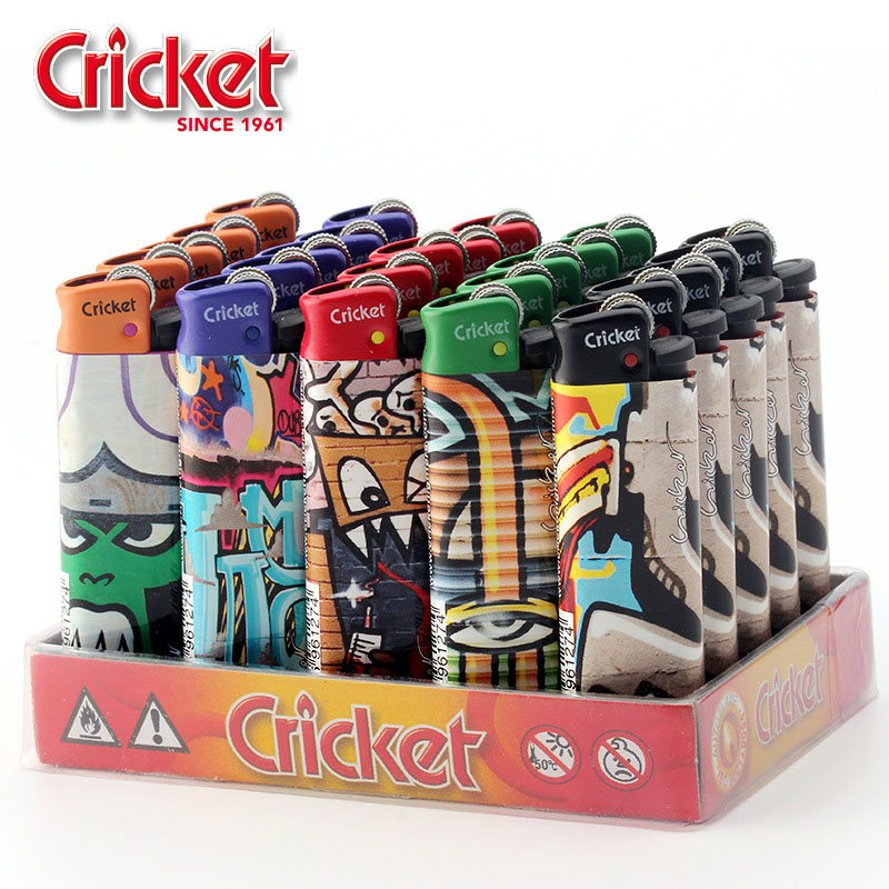 进口瑞典Cricket草蜢打火机 涂鸦系列创意一次性砂轮打火机定做