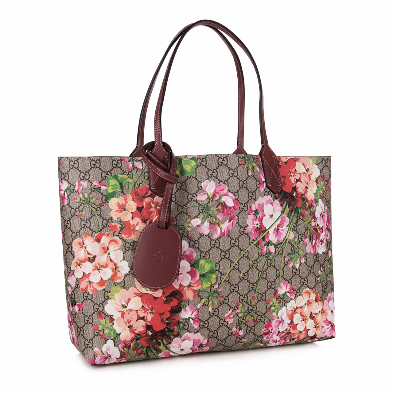 [9.9新]古奇gucci女士天竺葵印花手提包未使用*